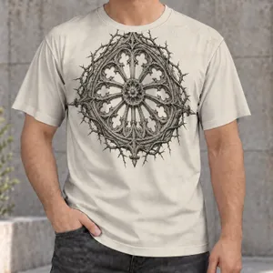 Gothic Thorn Rose Window Motif for Alternative Everyday Wear and Dark Academia Fans All-over Print Unisex T-shirt