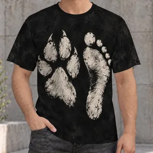 Distressed Paw And Footstep Motifs For Casual Pet Lovers And Everyday Streetwear Style All-over Print Unisex T-shirt