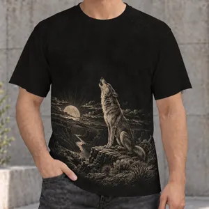 Howling Wolf and Moon Canyon Scene for Outdoor Adventures and Casual Everyday Style All-over Print Unisex T-shirt