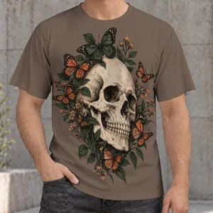 Skull Butterfly Floral Motif for Alternative Everyday Style and Unisex Gift Giving All-over Print Unisex T-shirt