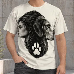 Dog And Human Profile Art For Pet Lovers, Casual Days And Outdoor Adventures All-over Print Unisex T-shirt