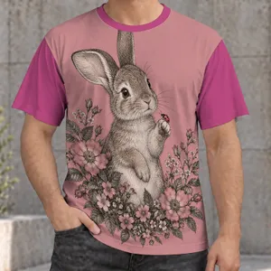 Vintage Rabbit and Wildflowers for Whimsical Everyday Cottagecore Style All-over Print Unisex T-shirt