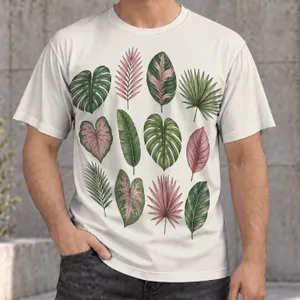 Muted Tropical Leaves for Everyday Botanical Style and Relaxed Weekend Wear All-over Print Unisex T-shirt