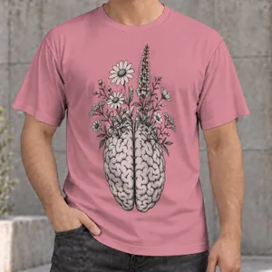 Botanical Brain With Wildflowers For Creative Everyday Wear And Nature Lovers All-over Print Unisex T-shirt