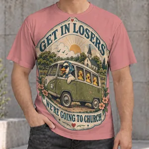 Duck Family Church Van Scene For Sunday Outings And Whimsical Road Trips All-over Print Unisex T-shirt