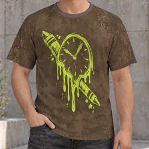 Crossed Crayons neon-lime street-art motif Melting Clock And Neon Crayons For Creative All-over Print Unisex T-shirt