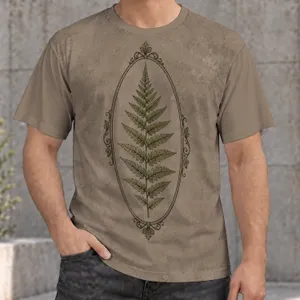Botanical Fern and Ornate Oval for Nature Walks and Everyday Outdoor Style All-over Print Unisex T-shirt