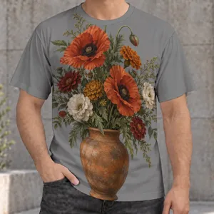 Terracotta Vase Wildflower Bouquet for Garden Walks and Everyday Nature Lovers All-over Print Unisex T-shirt