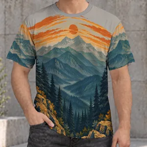 Mountain Sunset Landscape for Outdoor Adventures and Nature Lovers All-over Print Unisex T-shirt