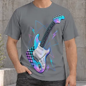 Neon Electric Guitar And Geometric Energy For Music Lovers And Live Concert Nights All-over Print Unisex T-shirt