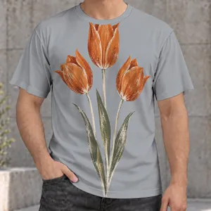 Orange Tulip Bouquet Botanical Art for Casual Spring Days and Everyday Style All-over Print Unisex T-shirt