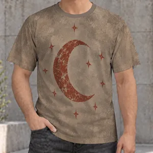 Crescent Moon And Star Motif For Everyday Cosmic Style And Relaxed Night Sky Fans All-over Print Unisex T-shirt