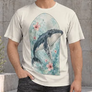 Whale And Pink Hibiscus Ocean Scene For Coastal Weekends And Everyday Relaxed Wear All-over Print Unisex T-shirt