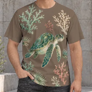 Sea Turtle And Coral Watercolor Art For Coastal Days And Ocean Lovers All-over Print Unisex T-shirt