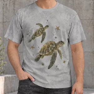 Sea Turtle And Starfish Coastal Motif For Beach Days And Everyday Ocean Adventures All-over Print Unisex T-shirt