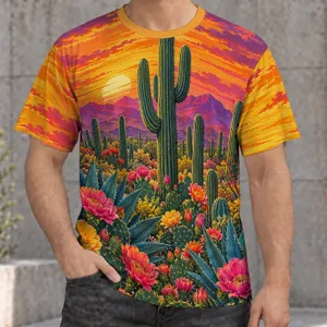 Desert Cacti and Sunset Blooms for Outdoor Adventures and Colorful Everyday Style Travel All-over Print Unisex T-shirt