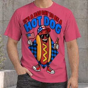 Cartoon Hot Dog Party Scene for Backyard Cookouts and Summer Weekends Unisex Wear All-over Print Unisex T-shirt
