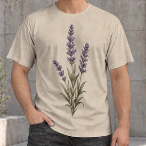 Lavender Botanical Sprig for Calm Everyday Style and Nature-Loving Gift Giving All-over Print Unisex T-shirt