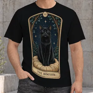 Black Cat Beneath Starlit Boughs for Tarot Lovers and Cozy Everyday Streetwear Style All-over Print Unisex T-shirt