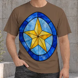 Blue Glass Star Medallion for Everyday Streetwear and Casual Weekend Outings for Adults All-over Print Unisex T-shirt