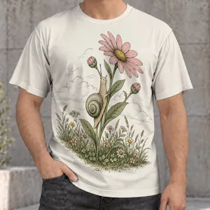 Snail And Daisy Meadow Scene For Nature Lovers, Garden Walks And Casual Days Outdoors All-over Print Unisex T-shirt