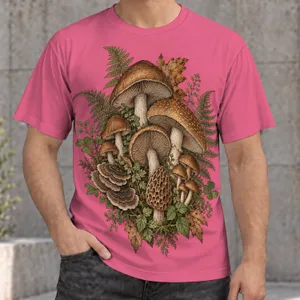 Mushroom Fern Botanical Cluster For Nature Walks And Woodland Weekends All-over Print Unisex T-shirt