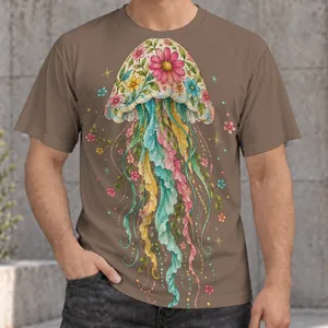 Floral Jellyfish Ocean Creature for Whimsical Everyday Casual Style All-over Print Unisex T-shirt