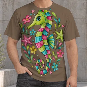 Colorful Seahorse Ocean Scene for Beach Days and Coastal Adventures for Teens and Adults All-over Print Unisex T-shirt