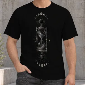 Celestial Hourglass and Moon Phases for Everyday Cosmic Style All-over Print Unisex T-shirt