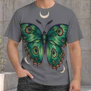 Emerald Butterfly and Crescent Moons for Everyday Casual Style and Night Out All-over Print Unisex T-shirt