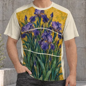 Purple Iris Garden with Golden Ochre Fields for Creative Everyday Style and Art Lovers All-over Print Unisex T-shirt