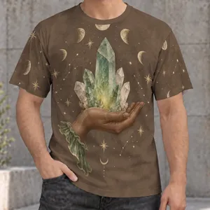 Mystical Crystal Hand With Moon And Stars For Everyday Celestial Style All-over Print Unisex T-shirt