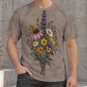 Wildflower Bouquet Botanical Blooms for Casual Outings and Nature-Loving Friends All-over Print Unisex T-shirt
