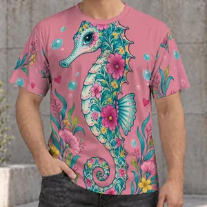 Floral Seahorse and Bubbles for Colorful Coastal Days and Ocean Lovers All-over Print Unisex T-shirt