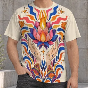 Psychedelic Lotus Hands And Radiating Florals For Festival Days And Everyday Wear All-over Print Unisex T-shirt