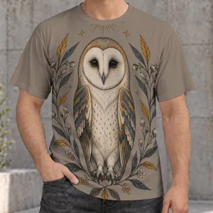 Barn Owl And Botanical Wreath For Nature Walks And Everyday Wear For Bird Lovers All-over Print Unisex T-shirt