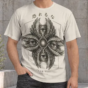 Winged Four-Eye Emblem for Spiritual Streetwear and Everyday Mystical Style All-over Print Unisex T-shirt