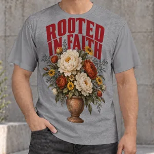 Rooted in Faith Floral Bouquet for Everyday Devotion and Thoughtful Gifts for Her All-over Print Unisex T-shirt