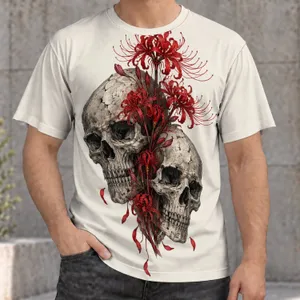 Cracked Skull And Red Spider Lilies For Dark Streetwear, Casual Days And Night Out All-over Print Unisex T-shirt