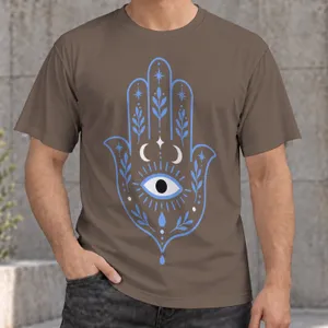 Blue Hamsa Hand Evil Eye Symbol for Mindful Everyday Wear and Spiritual Gift Giving All-over Print Unisex T-shirt