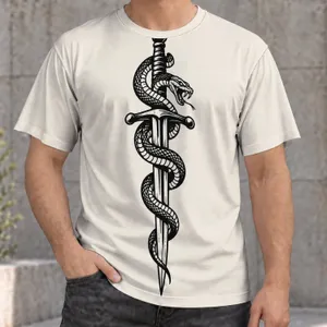 Intertwined Sword and Serpent for Everyday Streetwear, Alternative Gift for Adults All-over Print Unisex T-shirt