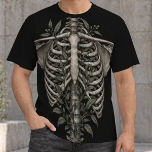 Rib Cage with Growing Botanical Stems for Alternative Nature Lovers All-over Print Unisex T-shirt