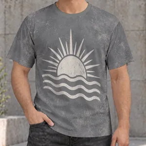 Minimal Sun Over Waves Coastal Motif for Relaxed Beach Days and Outdoor Adventures Unisex All-over Print Unisex T-shirt