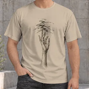 Etched Reaching Hand Sketch for Creative Streetwear and Everyday Casual Style All-over Print Unisex T-shirt