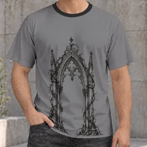 Gothic Cathedral Arch and Thorn Vines for Dark Alternative Everyday Street Style All-over Print Unisex T-shirt