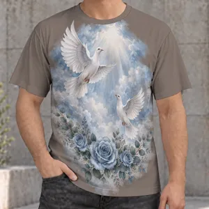 White Doves And Blue Roses For Peaceful Everyday Wear For Teens And Adults All-over Print Unisex T-shirt
