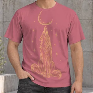 Howling Wolf Under Crescent Moon for Stargazing Nights and Outdoor Adventures All-over Print Unisex T-shirt