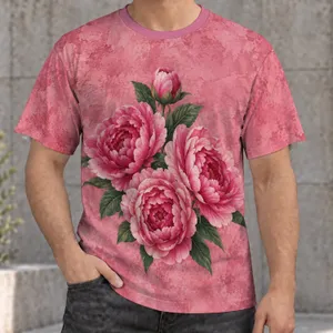 Pink Peony Bouquet for Romantic Everyday Style and Nature Loving Women and Friends All-over Print Unisex T-shirt
