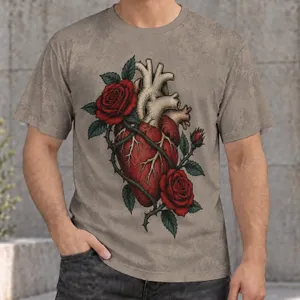 Anatomical Heart With Roses For Alternative Casual Style And Everyday Wear Gifts All-over Print Unisex T-shirt