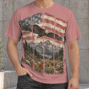 Bald Eagle Mountain Meadow Scene for Outdoor Adventures and Nature Lovers All-over Print Unisex T-shirt